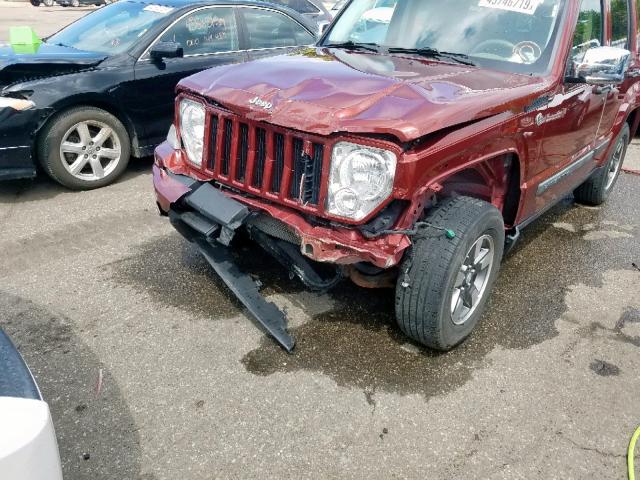 1J8GN28K68W144137 - 2008 JEEP LIBERTY SP RED photo 9