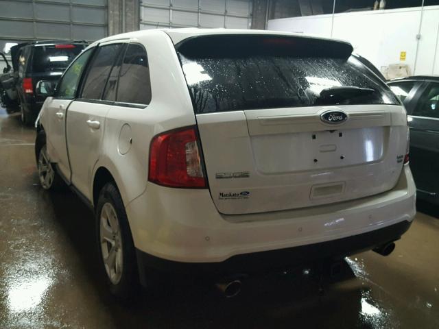 2FMDK4JC7DBE37876 - 2013 FORD EDGE SEL WHITE photo 3