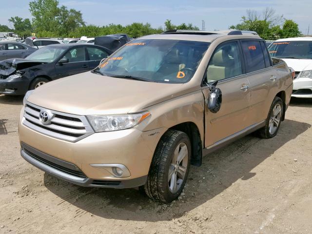 5TDYK3EH1DS096382 - 2013 TOYOTA HIGHLANDER GOLD photo 2