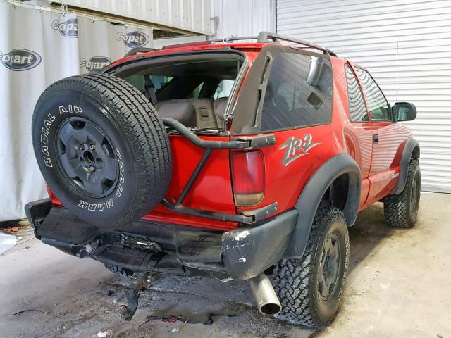 1GNCT18X54K153275 - 2004 CHEVROLET BLAZER RED photo 4