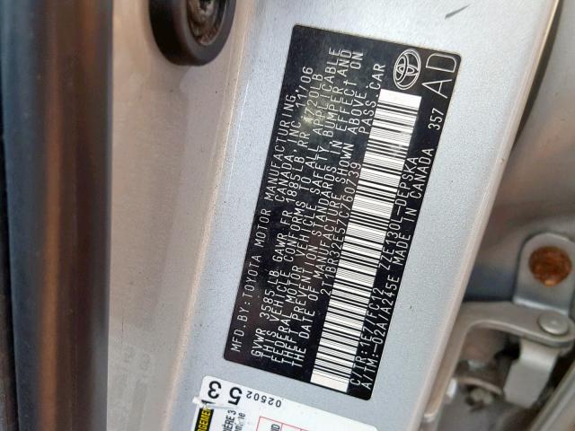 2T1BR32E57C760739 - 2007 TOYOTA COROLLA CE SILVER photo 10