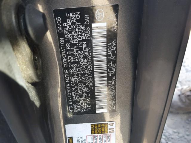 JTKDE177650059579 - 2005 TOYOTA SCION TC 灰色 照片 10