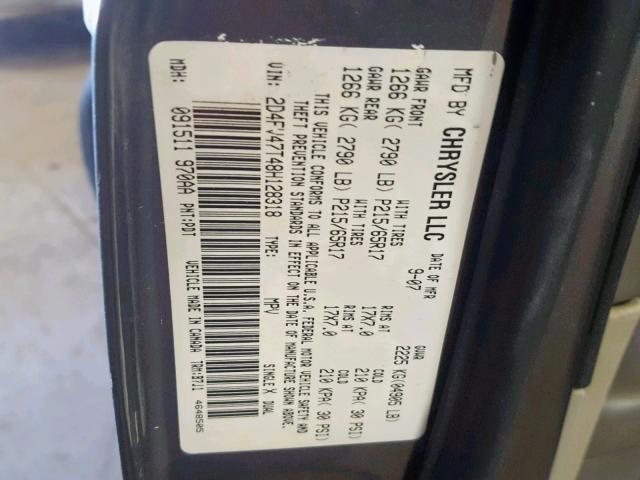 2D4FV47T48H128318 - 2008 DODGE MAGNUM GRAY photo 10