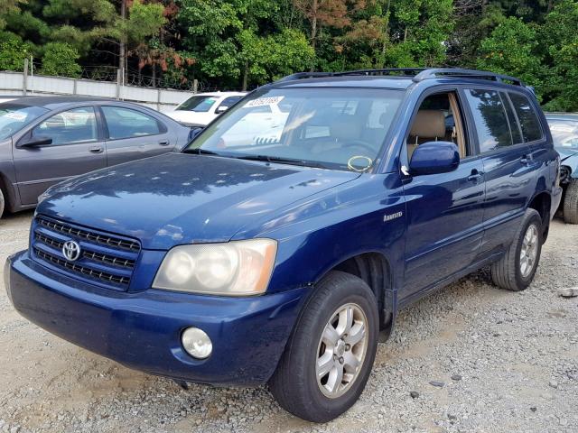 JTEHF21AX20045062 - 2002 TOYOTA HIGHLANDER BLUE photo 2