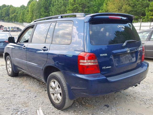 JTEHF21AX20045062 - 2002 TOYOTA HIGHLANDER BLUE photo 3