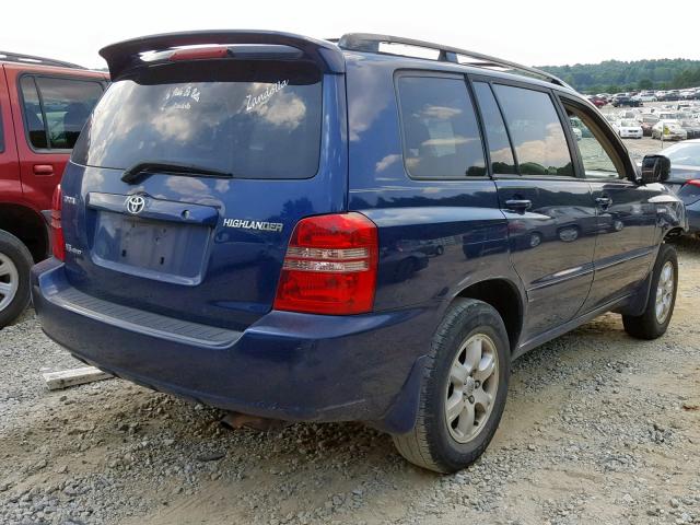 JTEHF21AX20045062 - 2002 TOYOTA HIGHLANDER BLUE photo 4