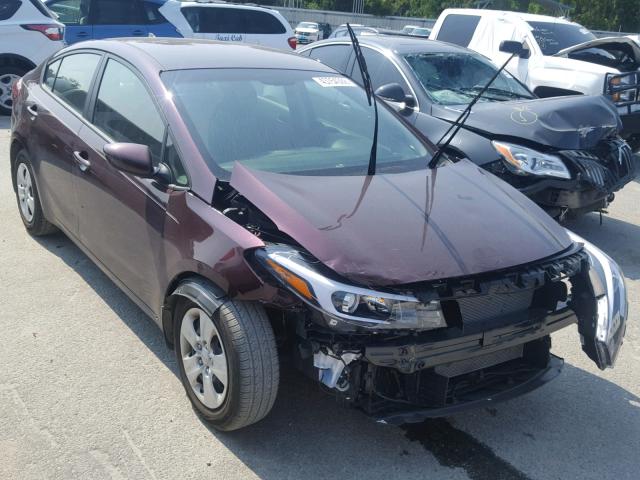 3KPFK4A72JE271898 - 2018 KIA FORTE LX MAROON photo 1