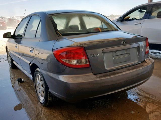 KNADC125336281698 - 2003 KIA RIO GRAY photo 3