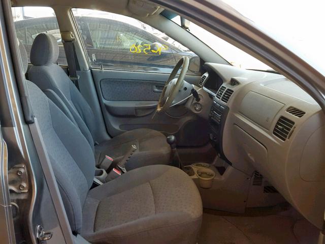 KNADC125336281698 - 2003 KIA RIO GRAY photo 5