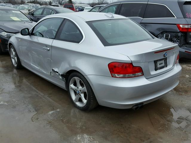 WBAUP7C55BVK78540 - 2011 BMW 128 I SILVER photo 3