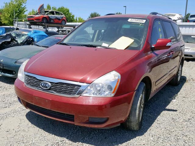 KNDMG4C77C6476518 - 2012 KIA SEDONA LX RED photo 2