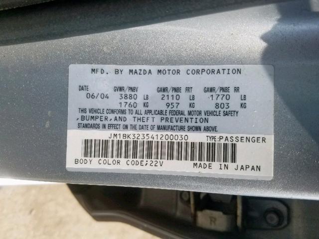 JM1BK323541200030 - 2004 MAZDA 3 S SILVER photo 10