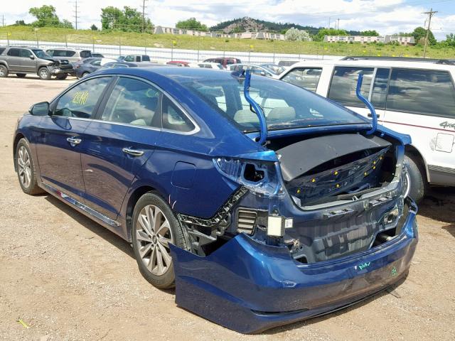 5NPE34AF8FH102603 - 2015 HYUNDAI SONATA SPO BLUE photo 3