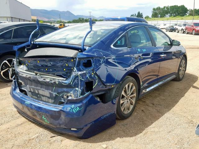 5NPE34AF8FH102603 - 2015 HYUNDAI SONATA SPO BLUE photo 4