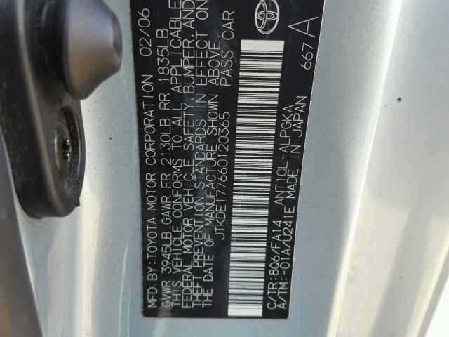 JTKDE177660120365 - 2006 TOYOTA SCION TC ლურჯი ფოტო 10