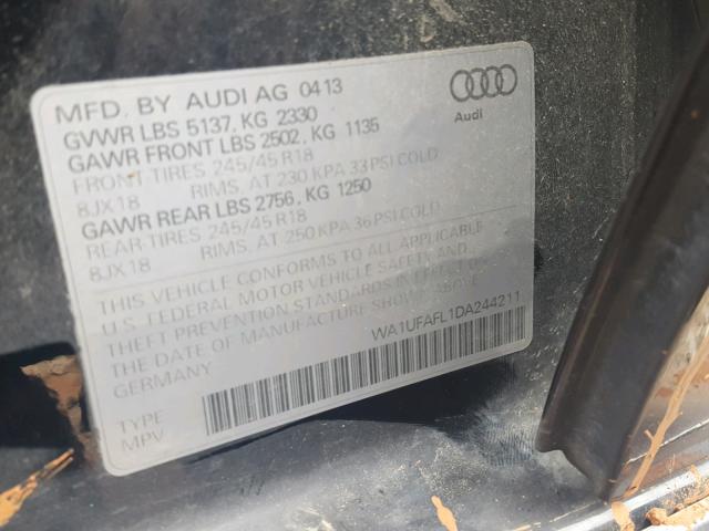 WA1UFAFL1DA244211 - 2013 AUDI A4 ALLROAD BLACK photo 10