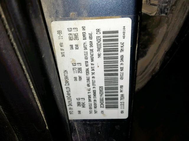 2C3HE66G1YH220528 - 2000 CHRYSLER 300M BLUE photo 10