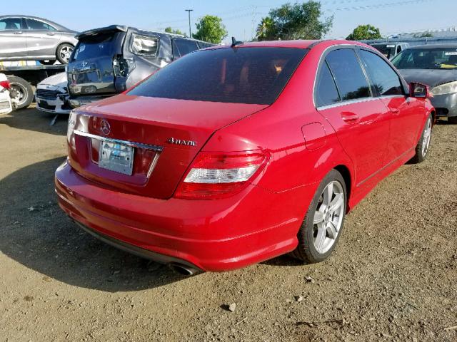 WDDGF8BB1AF474618 - 2010 MERCEDES-BENZ C 300 4MAT RED photo 4