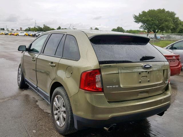 2FMDK3J95DBA06189 - 2013 FORD EDGE SEL GREEN photo 3