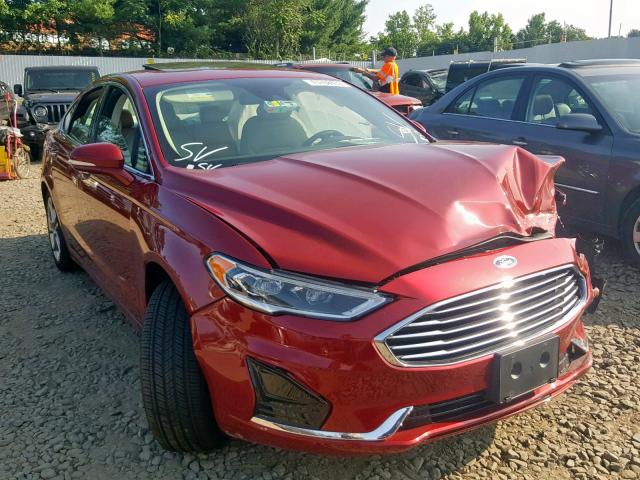 3FA6P0CD1KR219451 - 2019 FORD FUSION SEL RED photo 1