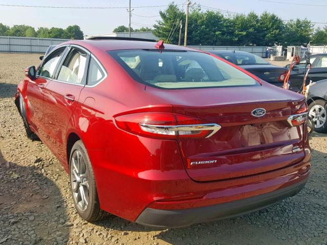 3FA6P0CD1KR219451 - 2019 FORD FUSION SEL RED photo 3