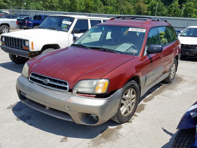 4S3BH675037644941 - 2003 SUBARU LEGACY OUT BURGUNDY photo 2