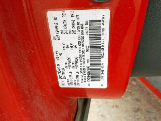 1B7HG48N22S579845 - 2002 DODGE DAKOTA QUA RED photo 10