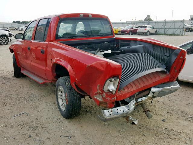 1B7HG48N22S579845 - 2002 DODGE DAKOTA QUA RED photo 3