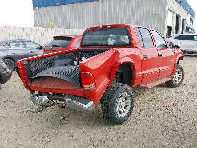 1B7HG48N22S579845 - 2002 DODGE DAKOTA QUA RED photo 4