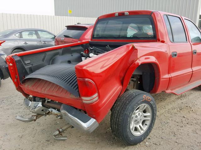 1B7HG48N22S579845 - 2002 DODGE DAKOTA QUA RED photo 9