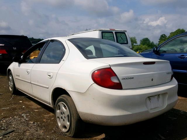 1B3ES46C21D233379 - 2001 DODGE NEON SE WHITE photo 3