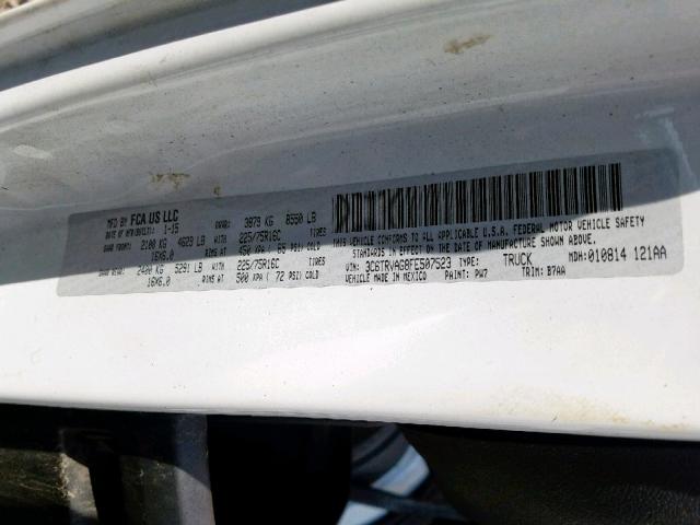 3C6TRVAG8FE507523 - 2015 RAM PROMASTER 白色 照片 10