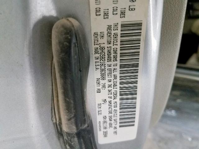 1J8HG58216C363800 - 2006 JEEP COMMANDER ვერცხლისფერი ფოტო 10