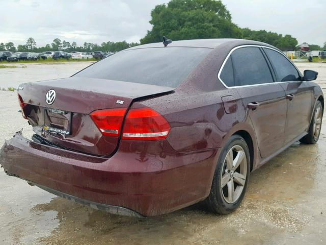 1VWBH7A34DC101515 - 2013 VOLKSWAGEN PASSAT SE MAROON photo 4