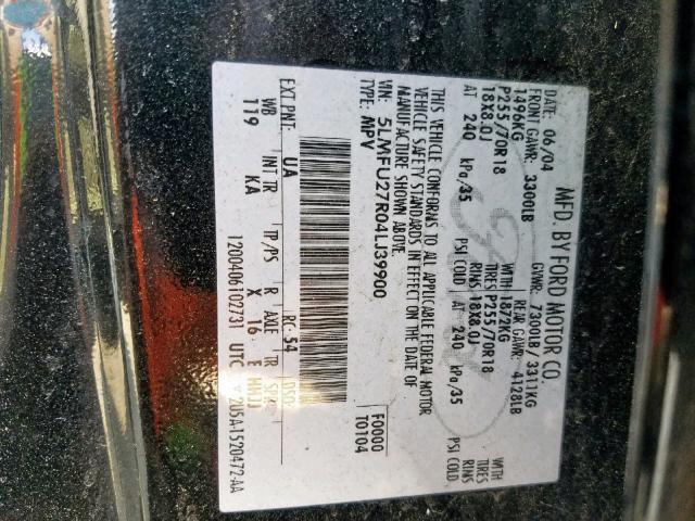 5LMFU27R04LJ39900 - 2004 LINCOLN NAVIGATOR Qara foto 10