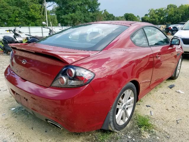 KMHHM66D17U252486 - 2007 HYUNDAI TIBURON GS BURGUNDY photo 4