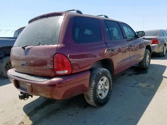 1B4HS28NX1F614719 - 2001 DODGE DURANGO MAROON photo 4