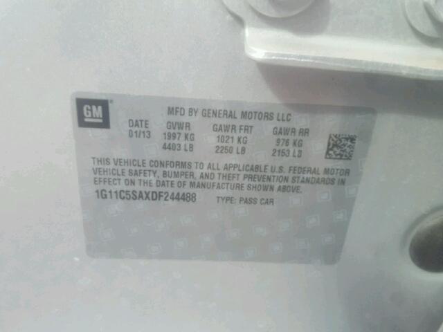 1G11C5SAXDF244488 - 2013 CHEVROLET MALIBU 1LT SILVER photo 10