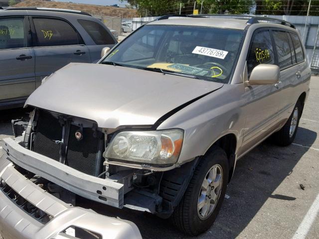 JTEDP21A450052041 - 2005 TOYOTA HIGHLANDER BEIGE photo 2