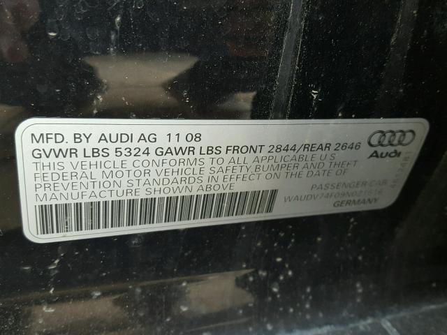 WAUDV74F09N021616 - 2009 AUDI A6 PREMIUM BLACK photo 10