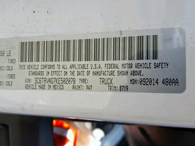 3C6TRVAG7KE502078 - 2019 RAM PROMASTER 白色 照片 10