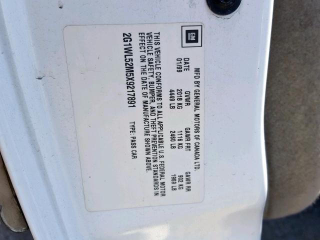 2G1WL52M5X9217891 - 1999 CHEVROLET LUMINA BAS 白色 照片 10