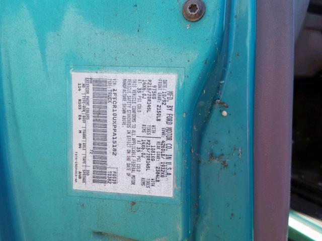 1FTCR10UXPPA15182 - 1993 FORD RANGER GREEN photo 10