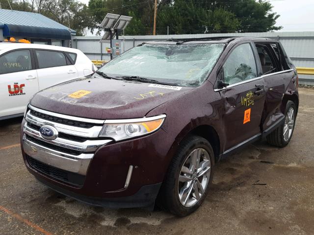 2FMDK3KC4BBA70439 - 2011 FORD EDGE LIMIT MAROON photo 2