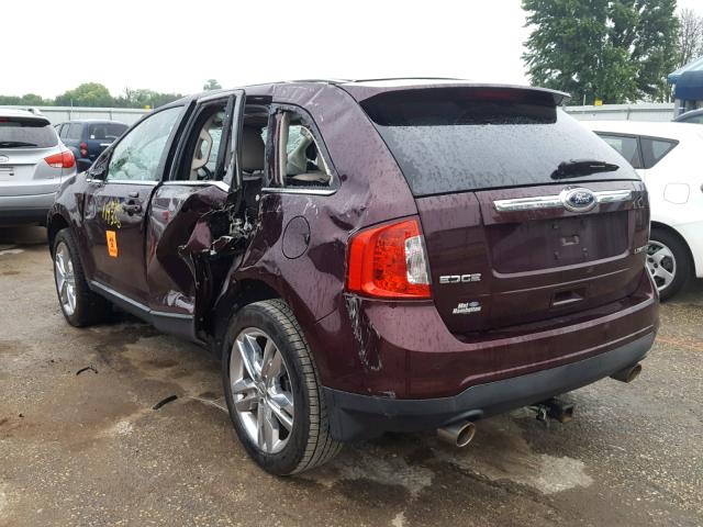 2FMDK3KC4BBA70439 - 2011 FORD EDGE LIMIT MAROON photo 3