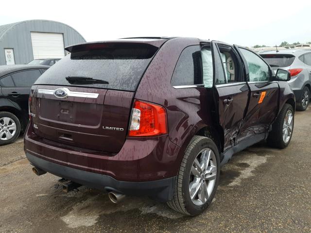 2FMDK3KC4BBA70439 - 2011 FORD EDGE LIMIT MAROON photo 4