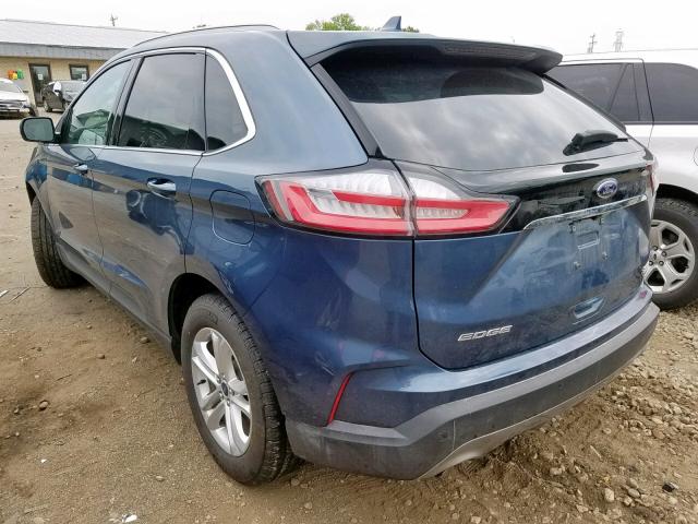 2FMPK4J93KBB41364 - 2019 FORD EDGE SEL BLUE photo 3