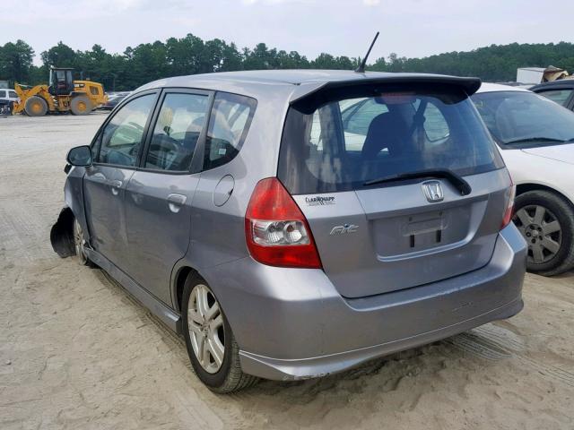 JHMGD38627S052840 - 2007 HONDA FIT S GRAY photo 3