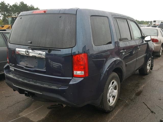 5FNYF3H28CB006529 - 2012 HONDA PILOT LX BLUE photo 4