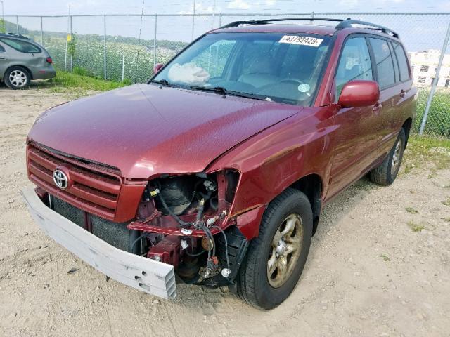 JTEGD21A560150549 - 2006 TOYOTA HIGHLANDER BURGUNDY photo 2